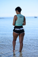 Load image into Gallery viewer, Cooyah Jamaica.  Women&#39;s Hot Shorts.  Athleisure style black with white piping.  
