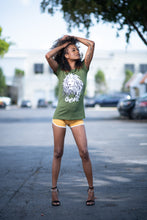 Load image into Gallery viewer, Cooyah Jamaica. Women&#39;s tennis Shorts and reggae graphic tee with rasta lion. Athleisure style fashion.  
