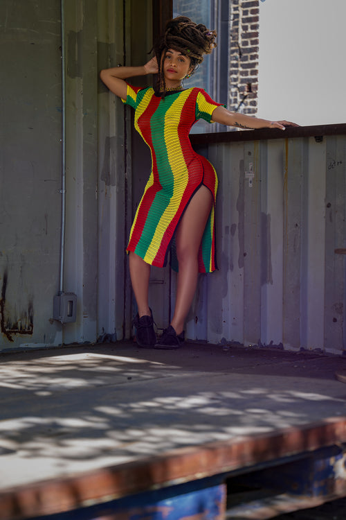 Cooyah Rasta Mesh Beach Sun dress. Jamaica Vibes. Beachwear, Dancehall, Party Fashion.