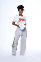 Cooyah Clothing - Womens relaxed fit lounge pants in gray.  Soft fabric with a vintage feel.