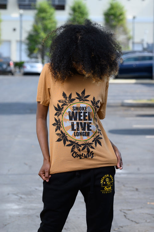 Women's Cannabis graphic tee screen printed on soft, 100% ringspun cotton by Cooyah.