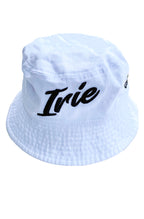 Cooyah Jamaica. Irie Embroidered cotton Bucket hat in white Jamaican clothing brand. Reggae style fashion accessories.