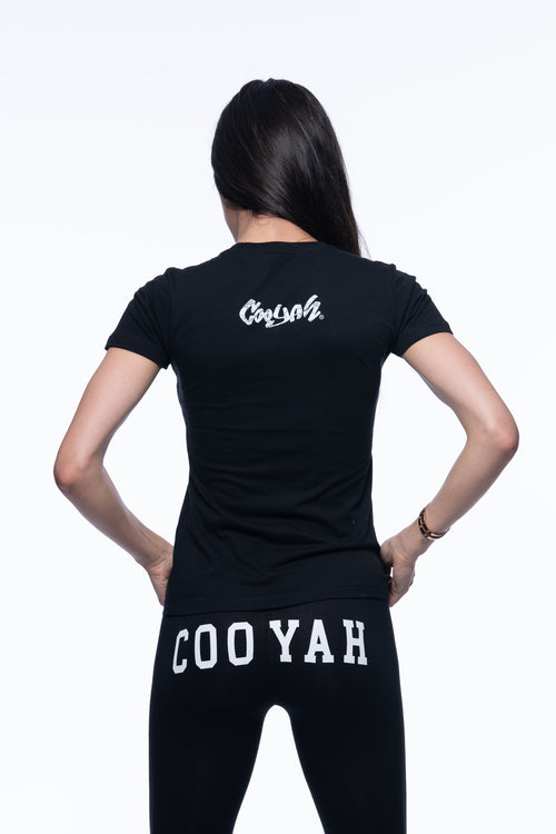 Cooyah leggings, screen printed on soft fabric and the perfect clothing staple from day to night.