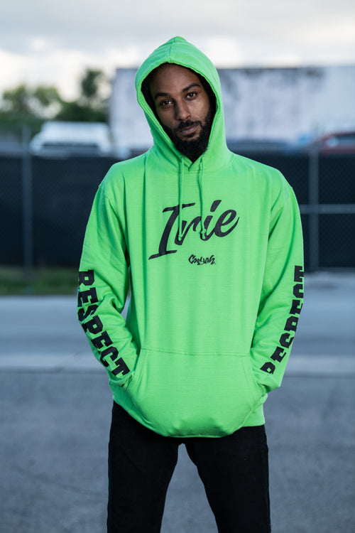 Jamaican style green hoodie with Irie graphic by Cooyah the official reggae clothing brand