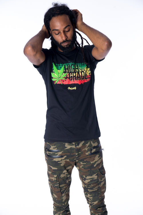Cooyah Jamaica short sleeve men's Rasta Cannabis Tee Shirt, Ring Spun, Crew Neck, Jamaican Street Wear Reggae clothing, IRIE