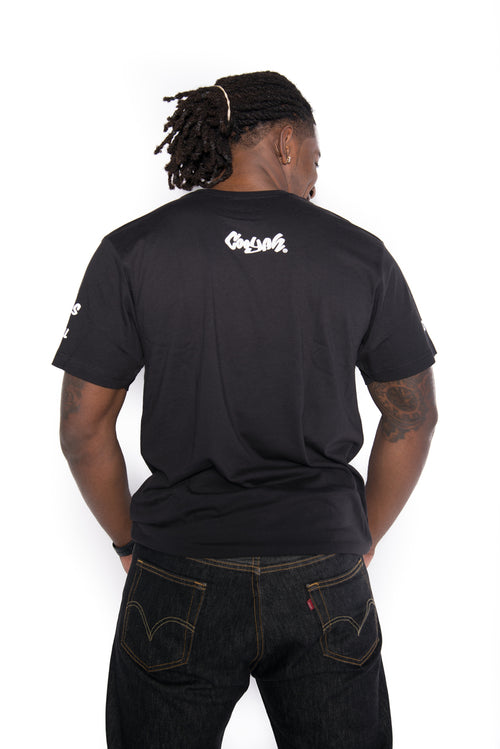 Cooyah Jamaica.  Men's Black Tee, ringspun cotton, black, dancehall.  Jamaican streetwear clothing brand.