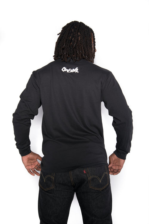 Cooyah Long Sleeve Graphic Tee in black.  Soft 100% ringspun cotton.
