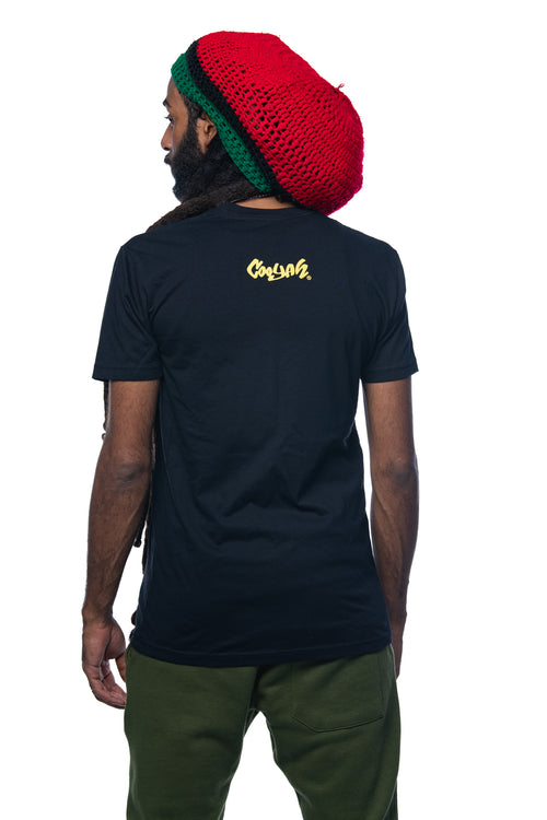 Cooyah Clothing. Real Ting Jamaica graphic tee. Men's short sleeve, ringspun cotton, black t-shirt.  Jamaican clothing brand.