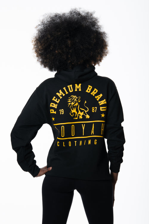 Cooyah Jamaica, Premium Brand hoodie with lion graphic in black. Creating Jamaican streetwear clothing since 1987.  IRIE