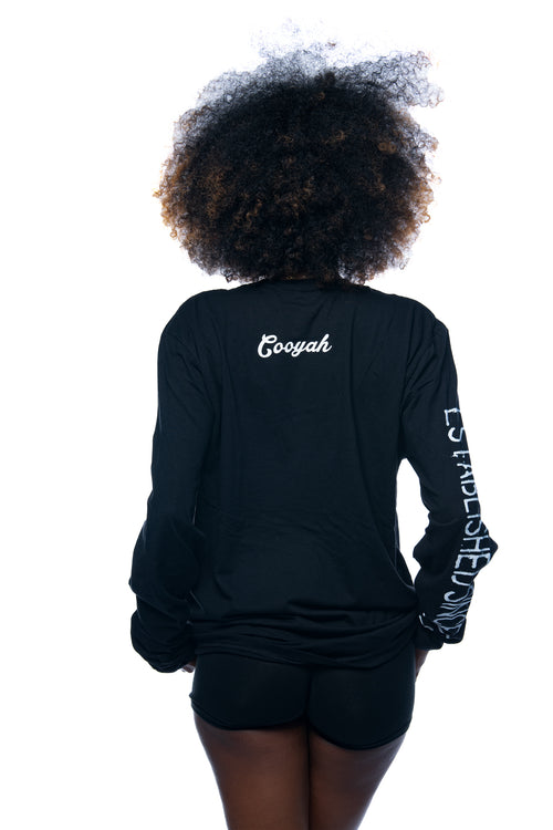 Cooyah Womens long Sleeve graphic tee.  Soft 100% ringspun cotton.