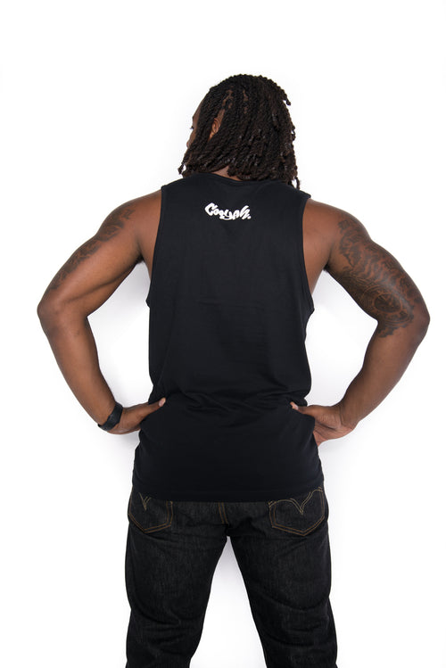 cooyah men's tank top in black.  One love