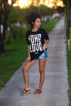 Load image into Gallery viewer, Cooyah Jamaica. Women&#39;s long sleeve ONE LOVE Tee Shirt, Ring Spun, Crew Neck, Jamaican streetwear clothing - Reggae Style, IRIE
