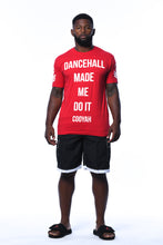 Load image into Gallery viewer, Cooyah Jamaica, Dancehall Made Me Do It short sleeve men&#39;s graphic tee in red.  Jamaican streetwear clothing.
