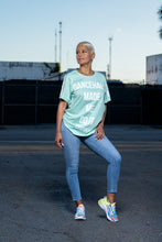 Load image into Gallery viewer, Cooyah Jamaica boyfriend fit short sleeve tee with Dancehall Made Me Do It graphic in mint green
