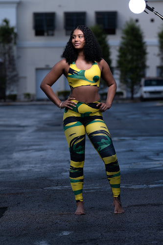Cooyah Jamaica Women's  leggings in Jamaican colors, Street and athletic wear Reggae Style, IRIE