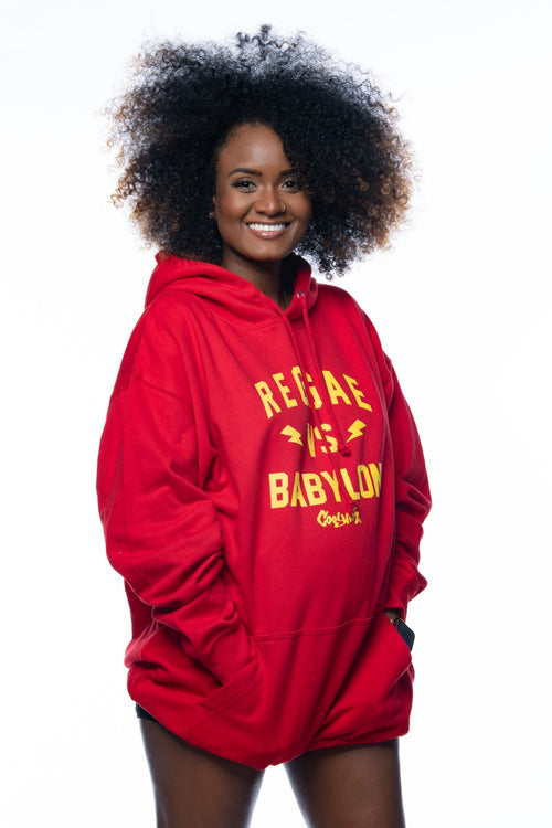 Reggae VS Babylon Hoodie by Cooyah Clothing.  As a Jamaican owned clothing brand since 1987, we take pride in bringing you this classic piece. Don't wait, get yours now!