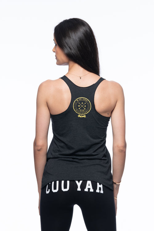 Cooyah Jamaica - Women's We Are Reggae WAR racerback tank top. Screen printed in rasta colors. Jamaican clothing brand.