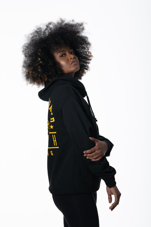Cooyah Clothing.  Women's black hoodie with Premium Brand Jamaica graphic.   As a Jamaican owned clothing brand since 1987, we take pride in bringing you this classic piece.