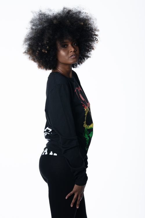 Cooyah Clothing.  Women's long sleeve graphic tees in black.
