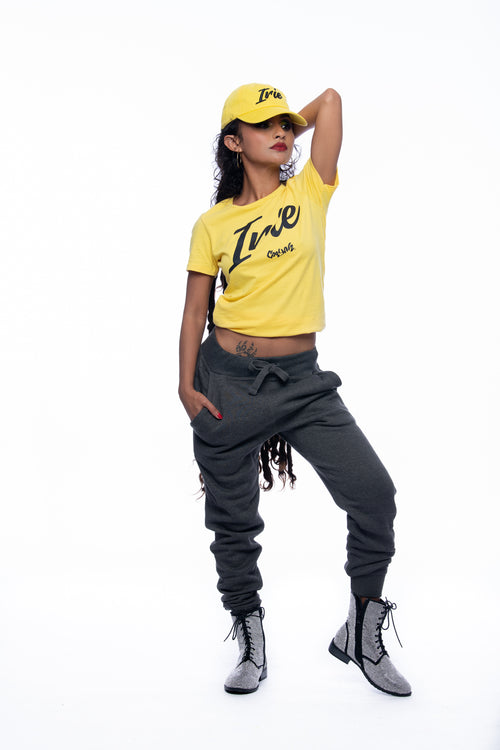 COOYAH JAMAICA- WOMEN'S YELLOW IRIE YARDIE GRAPHIC TEES. As a Jamaican owned clothing brand since 1987, we take pride in bringing you this classic piece.