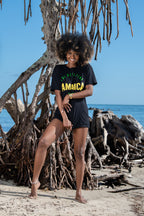 Cooyah Clothing.  Jamaica Real Ting women's graphic tee.  Jamaican clothing brand.  Reggae beachwear