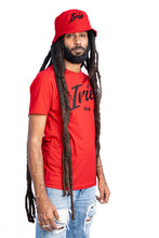 Load image into Gallery viewer, Cooyah Jamaica Irie Yard graphic tee in red.  Men&#39;s crew neck, short sleeve t-shirt. Jamaican clothing brand.
