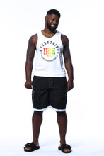 Load image into Gallery viewer, Cooyah Jamaica. Everything Irie men&#39;s white tank top with reggae graphics. Jamaican streetwear clothing.
