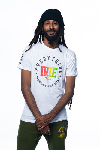 Cooyah Jamaica Everything Irie men's short sleeve graphic tee with reggae colors.  Jamaican clothing brand.