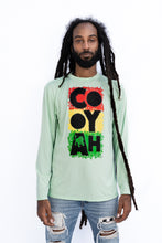 Load image into Gallery viewer, Cooyah Jamaica Graphic Long Sleeve UPF 50+ Sun Shirt in mint green.  Jamaican beachwear clothing
