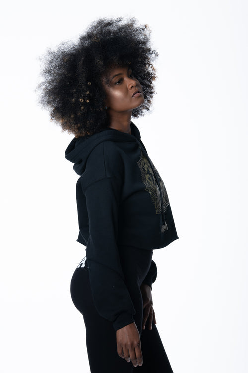 Women's cropped hoodie in black