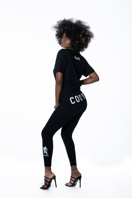 Cooyah Jamaica Women's black leggings, Street Wear Reggae Style, IRIE