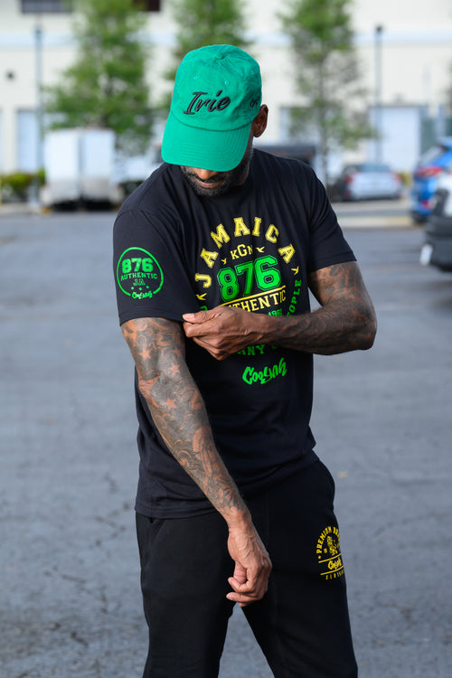 Cooyah Jamaica.  876 Jamaican area code men's graphic tees.  