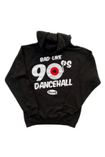 Load image into Gallery viewer, Cooyah Bad Like 90&#39;s Dancehall black hoodie. Jamaican clothing brand streetwear.
