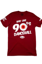 Load image into Gallery viewer, Cooyah Jamaica. Bad Like 90&#39;s Dancehall graphic tee in red. Soft, ringspun cotton. Jamaican clothing brand since 1987.
