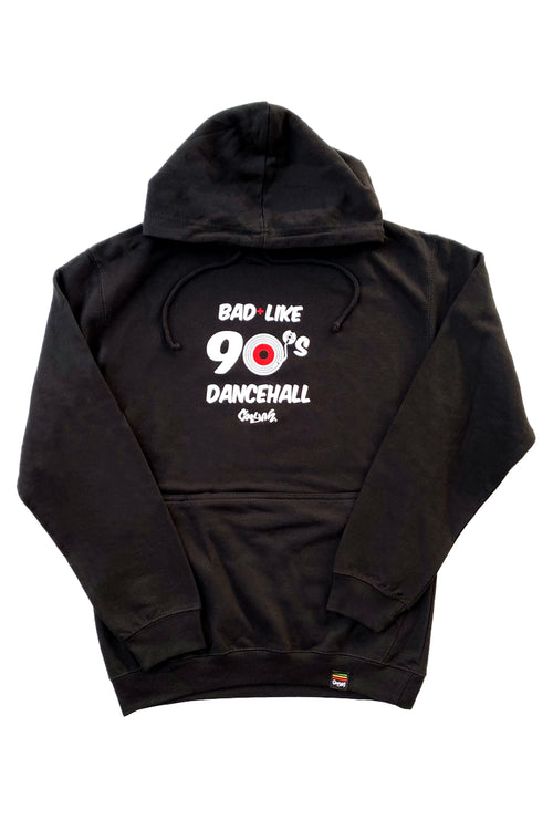 Cooyah Bad Like 90's Dancehall black hoodie. Jamaican brand streetwear clothing brand.