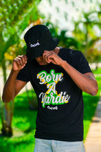 Load image into Gallery viewer, Cooyah Jamaica. Born A Yardie graphic tee. Men&#39;s short sleeve, 100% ringpun cotton. Jamaican streetwear clothing brand. 876
