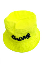 Load image into Gallery viewer, Cooyah chartreuse bucket hat with embroidered Cooyah logo.  Jamaican streetwear, beachwear clothing.
