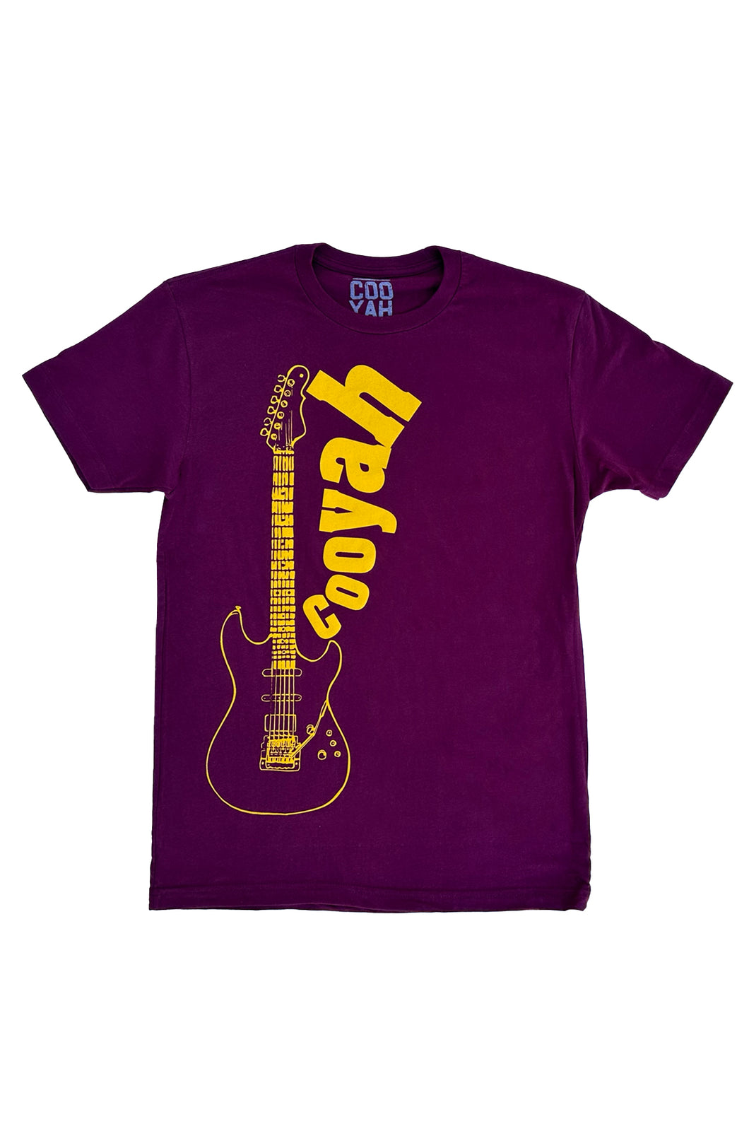 COOYAH Jamaica.  Women's relaxed fit Guitar tee in burgundy.  Jamaican reggae clothing brand since 1987.  IRIE