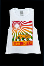 Load image into Gallery viewer, Cooyah, Reggae Republic women&#39;s tank top featuring a rasta lion in the sun.  Screen printed on soft, breathable 100% ringspun cotton.  IRIE

