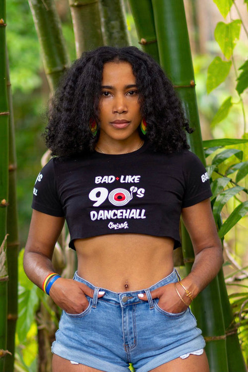 Cooyah Jamaica. Bad Like 90's Dancehall women's crop top in black We are a Jamaican clothing brand established in 1987.