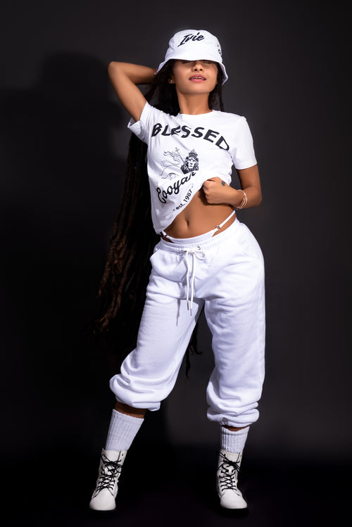 Cooyah Blessed Rasta Lion women's tee in white