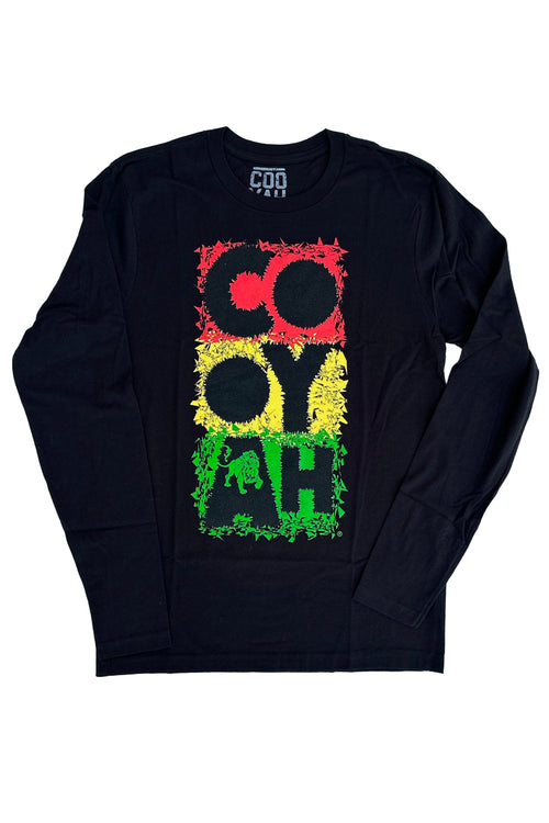 Cooyah Clothing long sleeve Mens' Jamaica graphic Tee Shirt, Ring Spun, Crew Neck, Street Wear Reggae Style