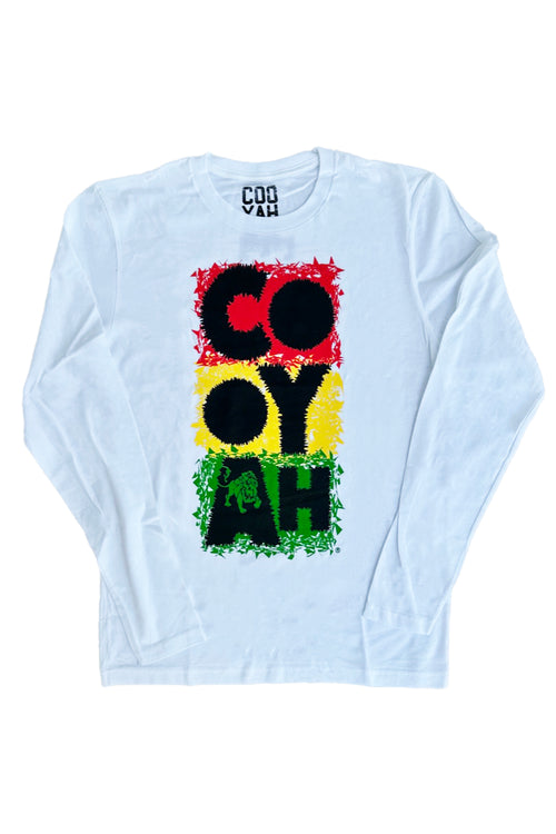 Cooyah Clothing long sleeve Mens' Jamaica graphic Tee Shirt, Ring Spun, Crew Neck, Street Wear Reggae Style