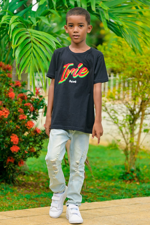 Cooyah Jamaica. Kid's Irie Tee. Reggae t-shirt screen printed in rasta colors. Jamaican children's wear