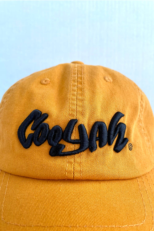 Cooyah Jamaica.  Mmbroidered hat in mustard yellow.  