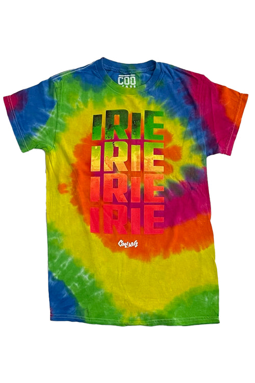 Cooyah Jamaica - men's Irie  tie-dye graphic tee.  Short sleeve, Ringspun cotton.  As a Jamaican owned clothing brand since 1987, we take pride in bringing you this classic piece. 