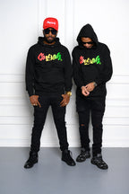 Cooyah Jamaica- Men's Cooyah logo Rasta Puff graphic hoodie.  Soft, warm, and cozy.   Reggae-style fashion.  We are a Jamaican owned clothing brand established in 1987.  IRIE