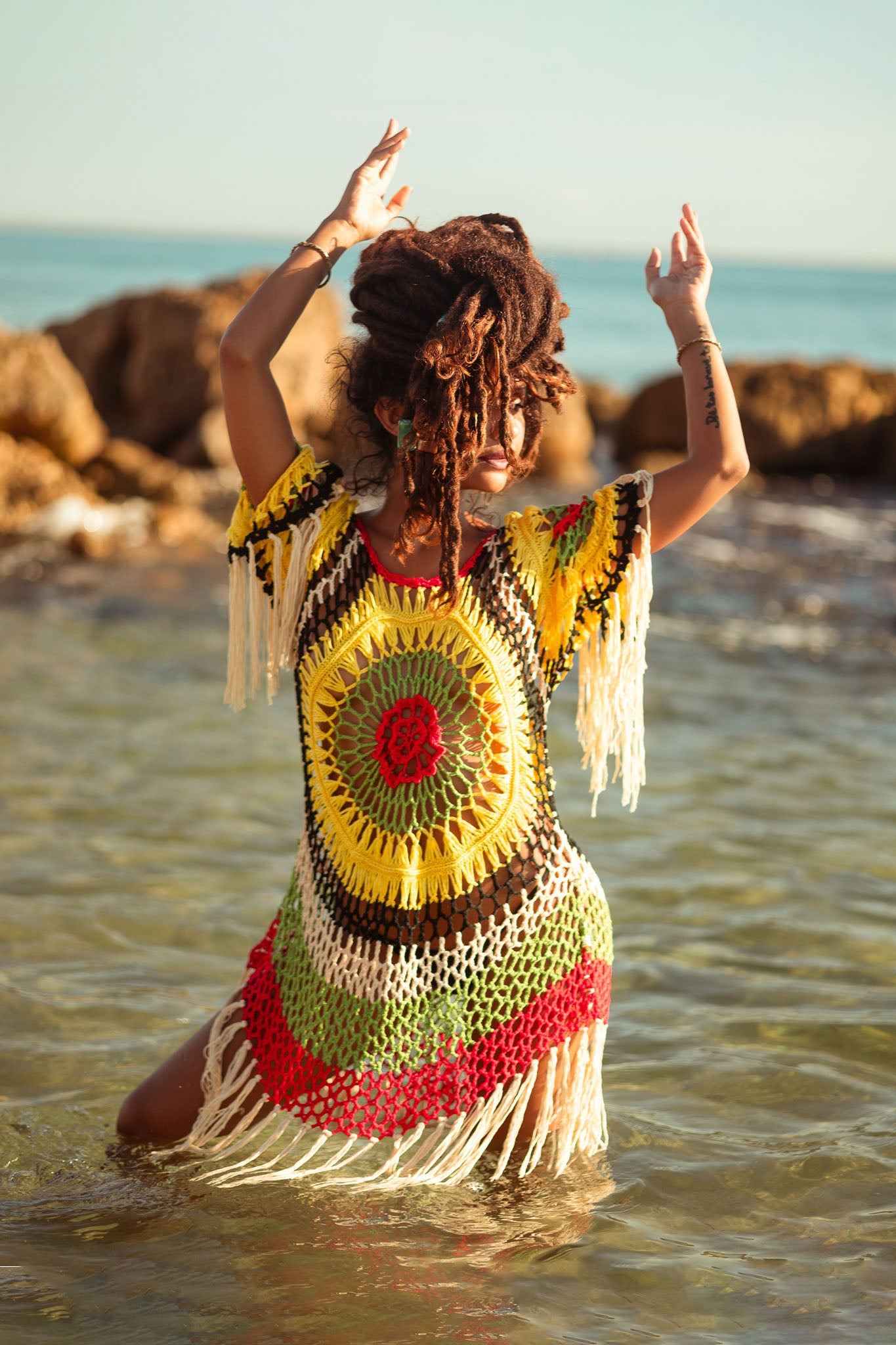 Cooyah Jamaica Rose Mesh Beach Dress One Size