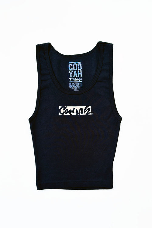 Cooyah Jamaica. Women's ribbed tank top in black. Jamaican clothing brand since 1987. IRIE