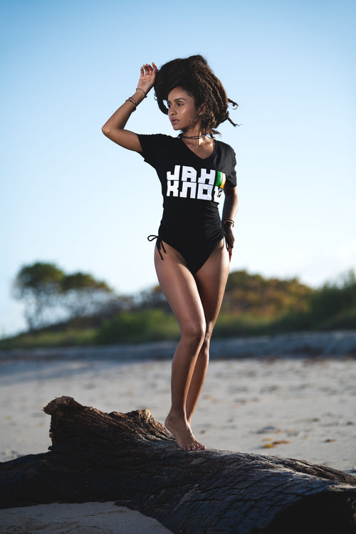 Cooyah Jamaica - Women's Jah Know Graphic Tees.  Screen printed in reggae colors.  